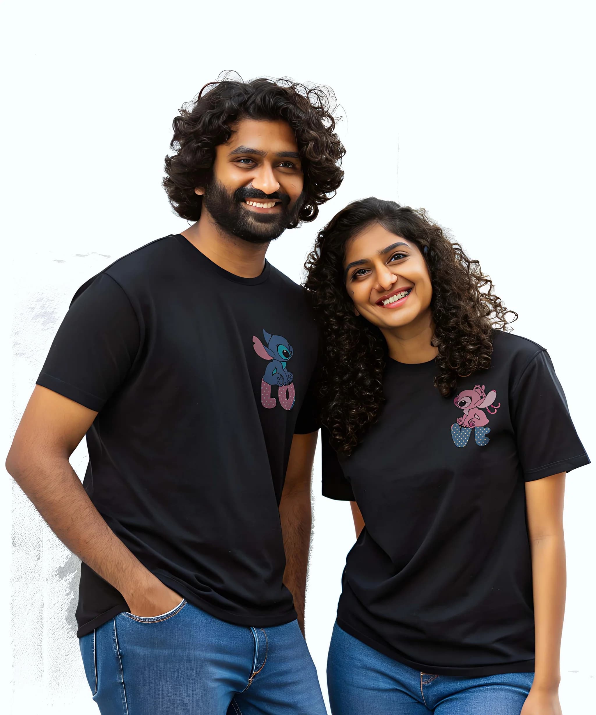Love Couple - Stitch  Couple T-shirts (Pack of 2)